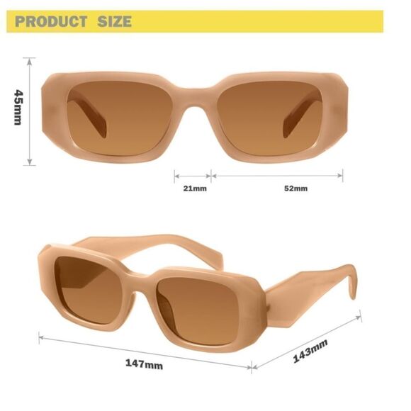 Trendy rectangle triangle Sunglasses beige
